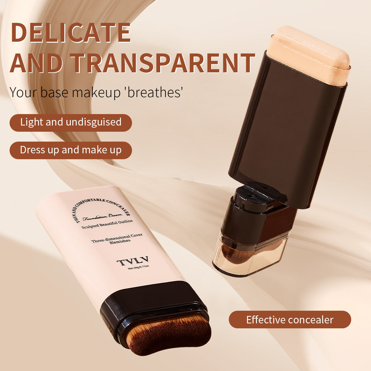 TVLV Eraser Stick Foundation Moisturizing Light Transparent Concealer Brightening Skin Color