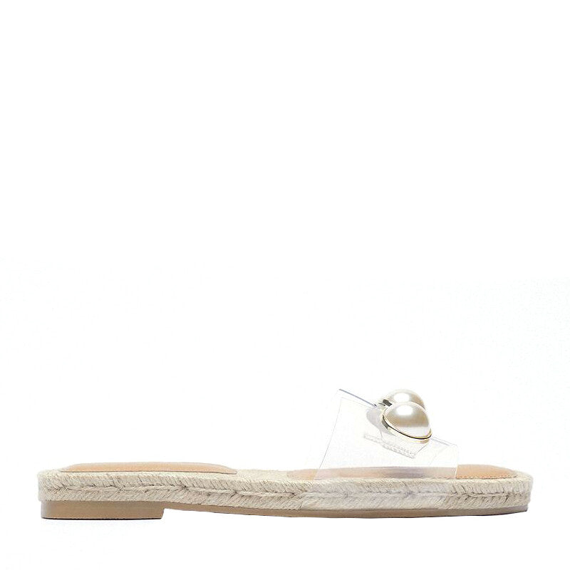 Open-Toe Jute Flat Platform Sandals