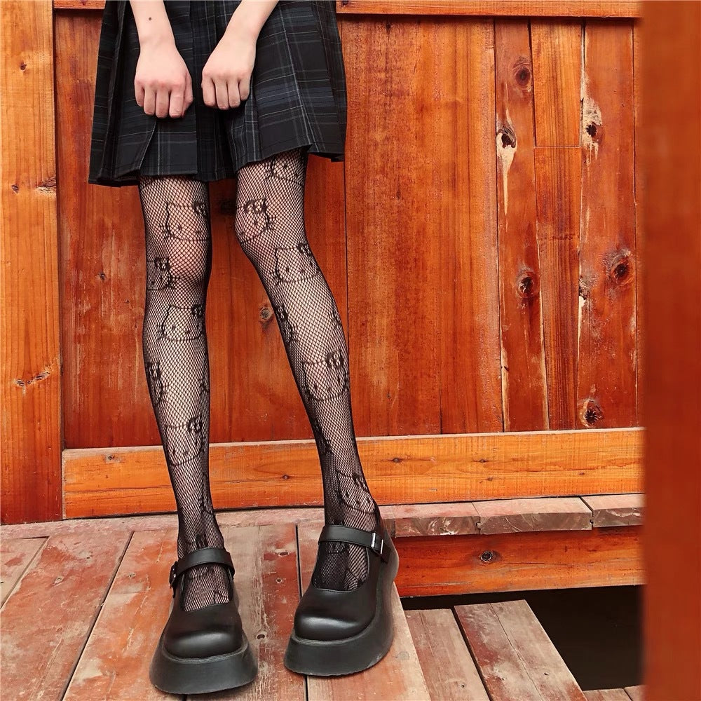 Cut-out Mesh Women's Jumpsuit Animal Stockings
