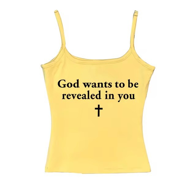 Vintage Cross Letter Printed Camisole Top