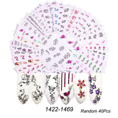 Nail Hot Watermark Stickers Suit Butterfly Fruit Lace Colorful Flowers Gold And Silver Gilding
