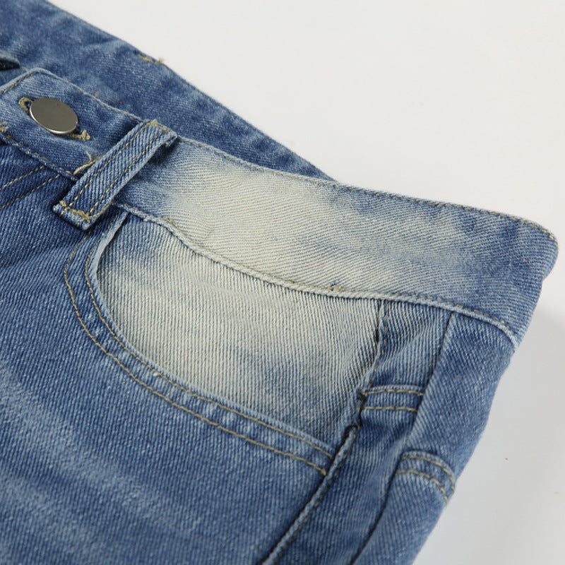 Loose Personality Street Washed And Worn Jeans