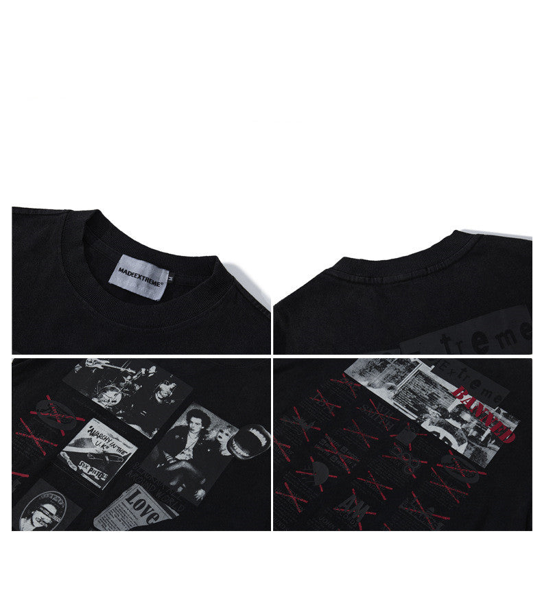 Fashion Brand Letter Character Printed Round Neck Short Sleeve