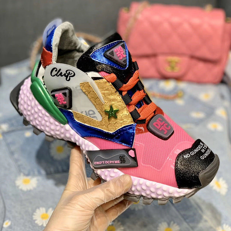 European Station Color Matching Heavy Industry Color Daddy Shoes Women's Leisure Sports