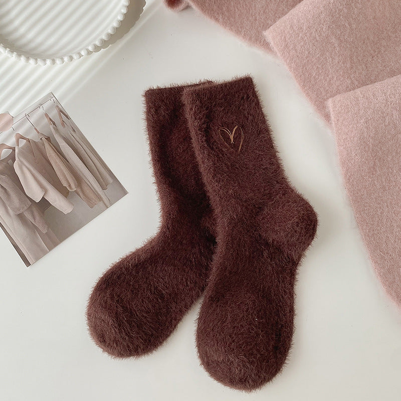 Women's Fashion Embroidered Mink Fur Socks