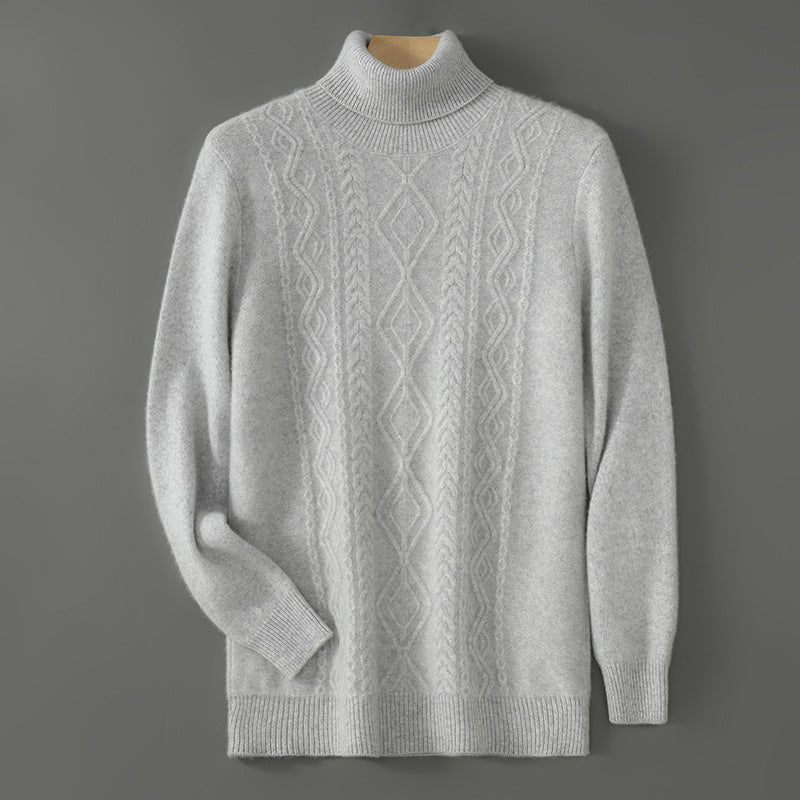 Business-casual High-neck Jacquard Thickened Loose-fitting Pullover Sweater