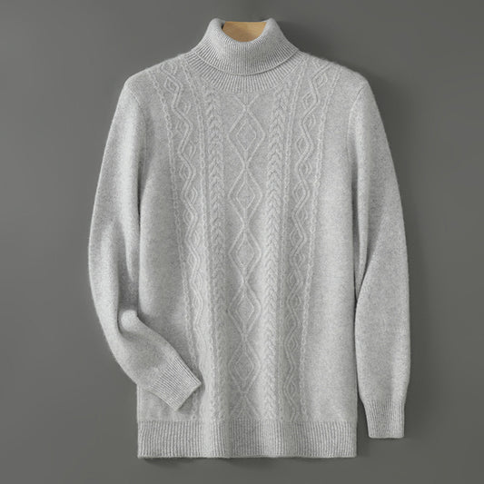 Business-casual High-neck Jacquard Thickened Loose-fitting Pullover Sweater