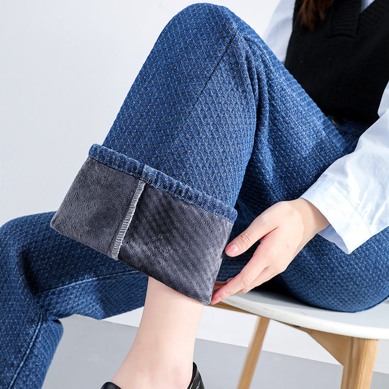 Bløde, Tykke Wide-leg Jeans til Kvinder med Mopping-effekt