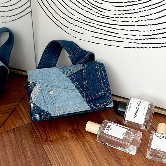 Denim Stitching Crossbody Bag Girls