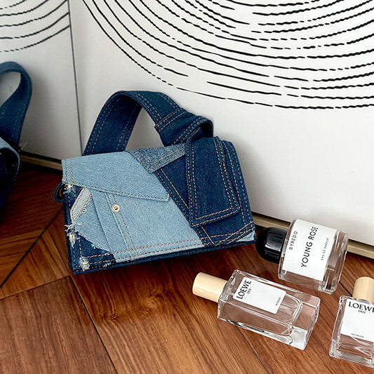 Denim Stitching Crossbody Bag Girls