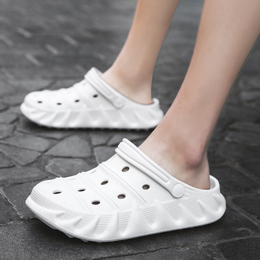 Couple Sandals And Slippers Baotou Hollow, Breathable, Lightweight Casual Two-wear Beach Shoes Hole Shoes
