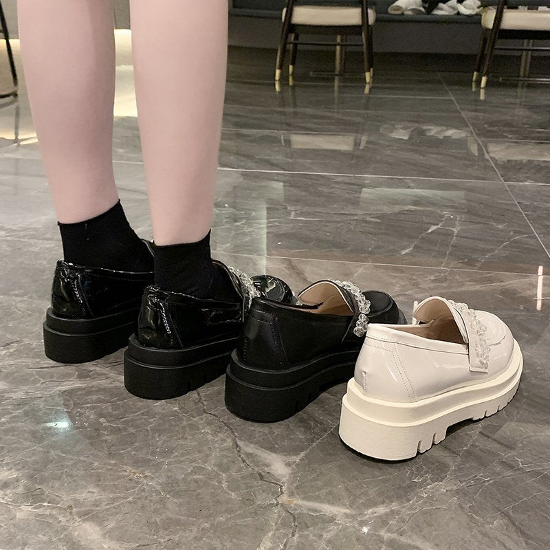 British Style Retro Big Head Doll Shoes High-heel Loafers