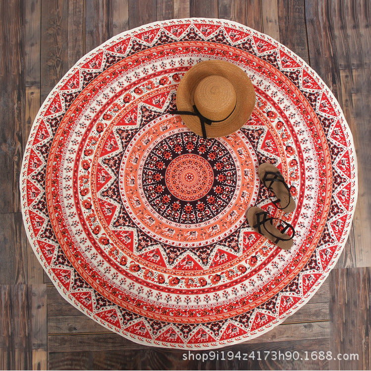 Elephant Totem Round Beach Towel