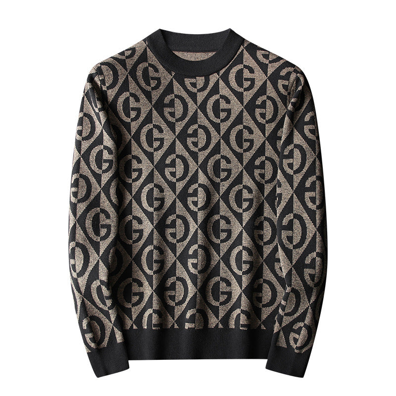 Men's Cardigan Thick Half Turtleneck Sweater Crewneck Slim