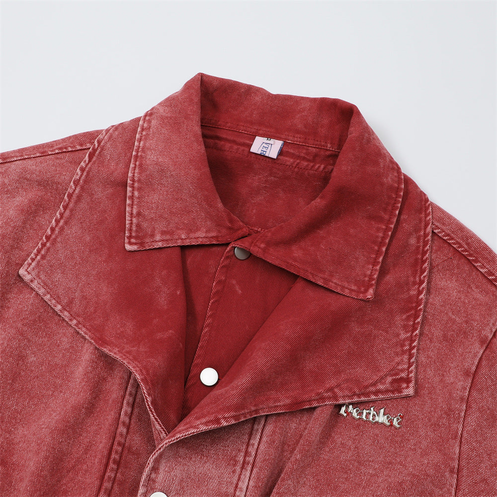 Guochao High Street Fake Two-piece Denim Jacket