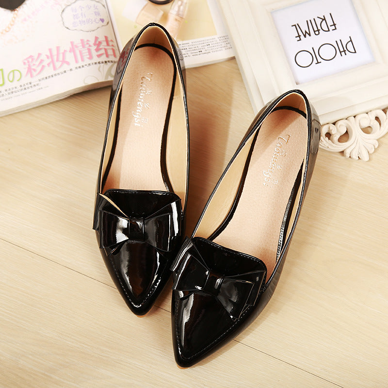 Women's Pointed Toe Sweet Bow Soft-soled Scoop Shoes