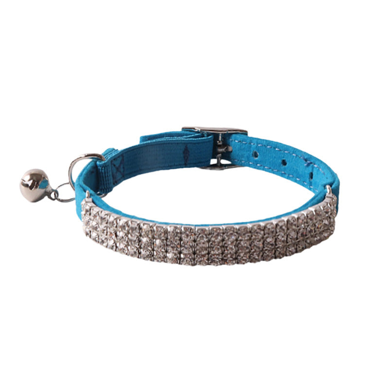 Pet Color Flannel Elastic Buckle Gang Drill Cat Collar