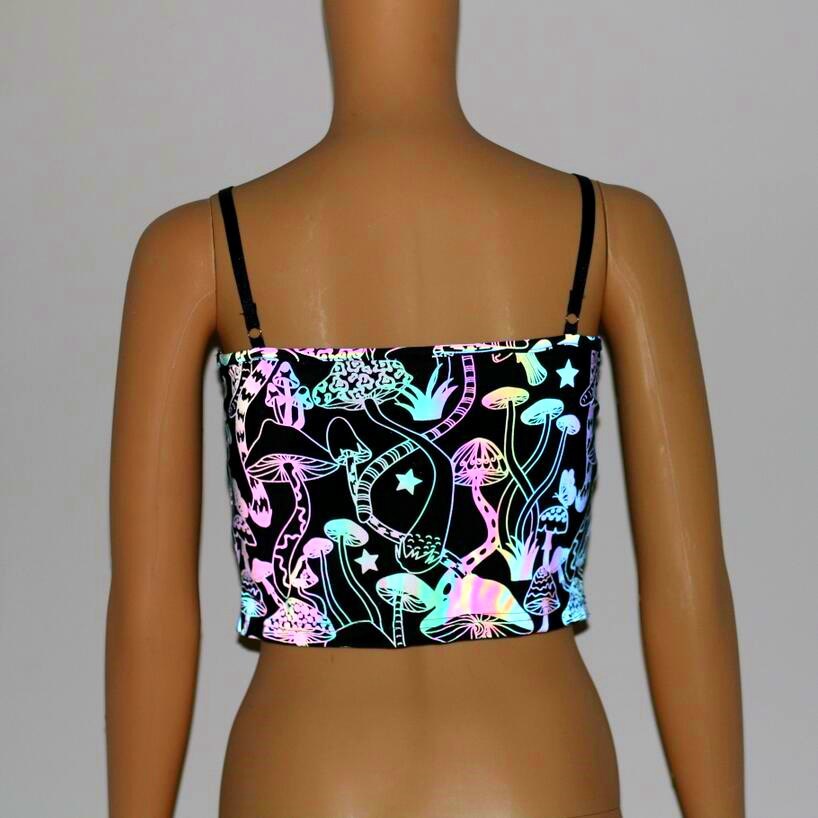 Mushroom Dazzling Color Reflective Women's Camisole Knit Vest