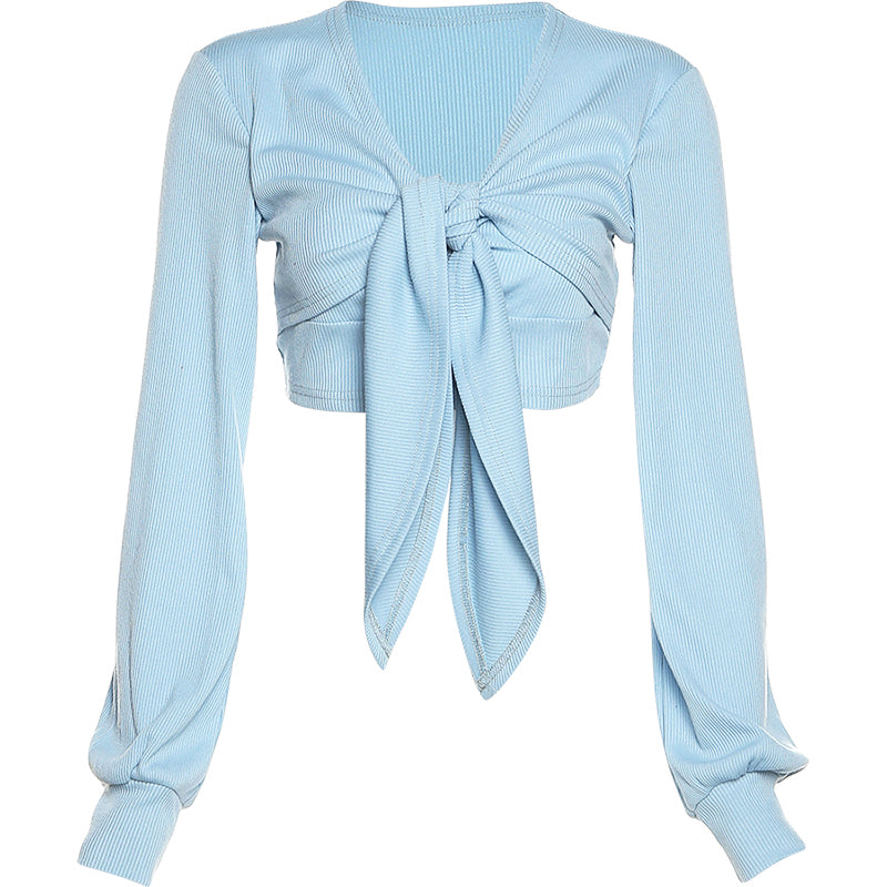 Women's Short Temperament Long Sleeve Knitted Sweater