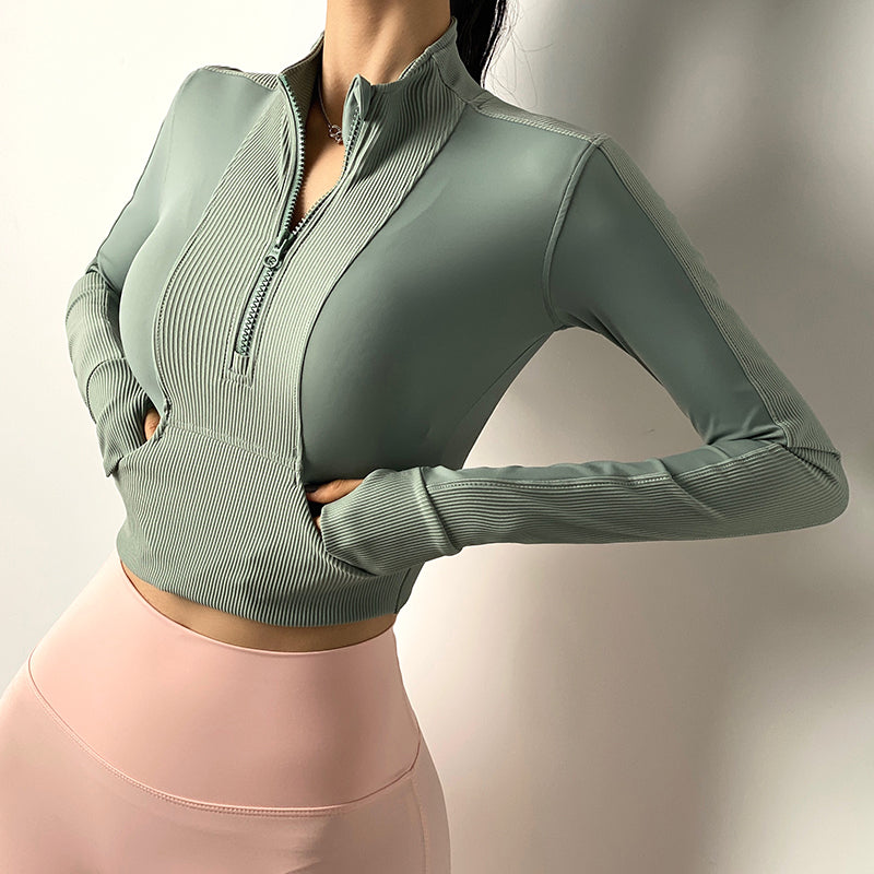 Hurtigtørrende Sports Half-Zip Stramt Yogasæt