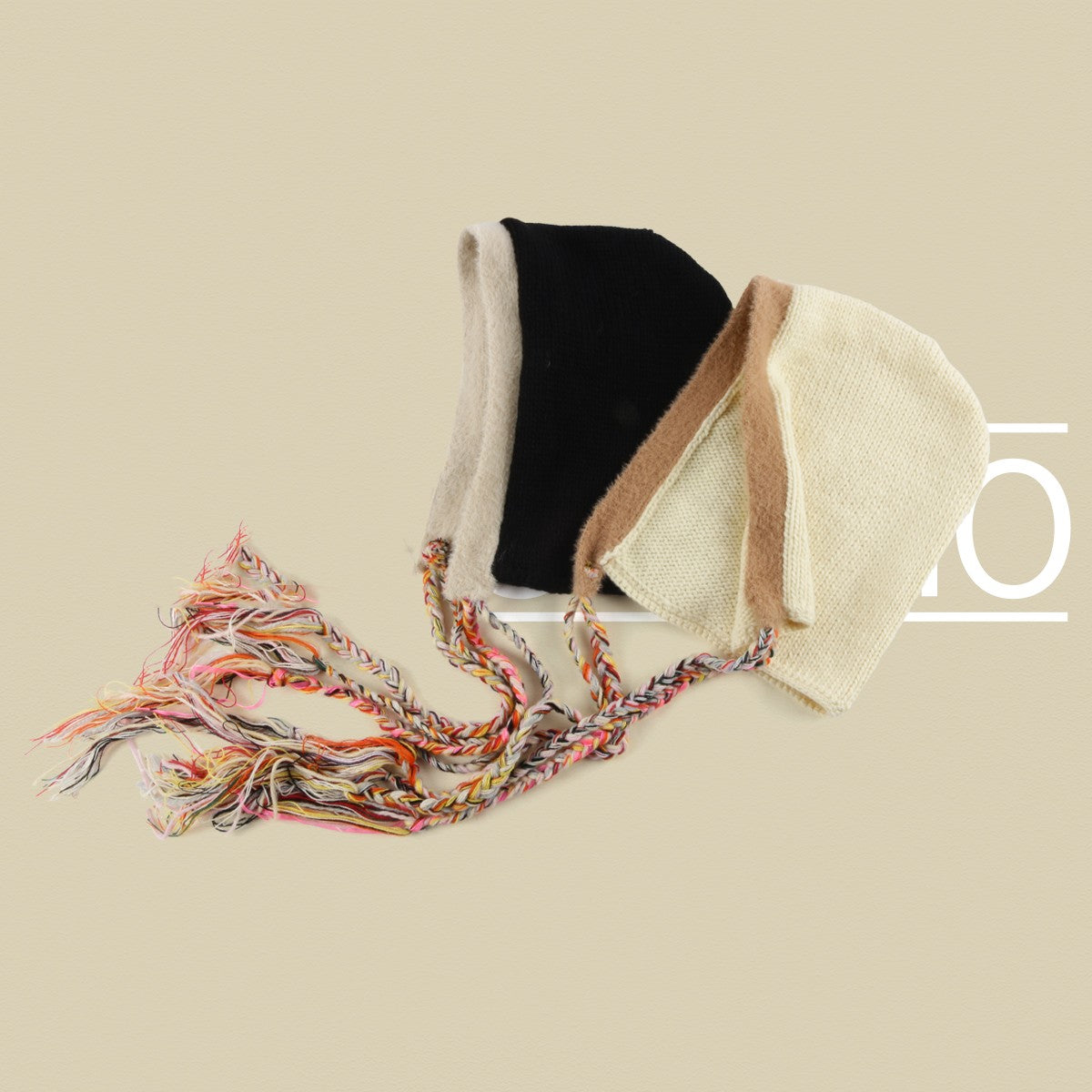 Rainbow Tassel Braid Contrast Wool Hat
