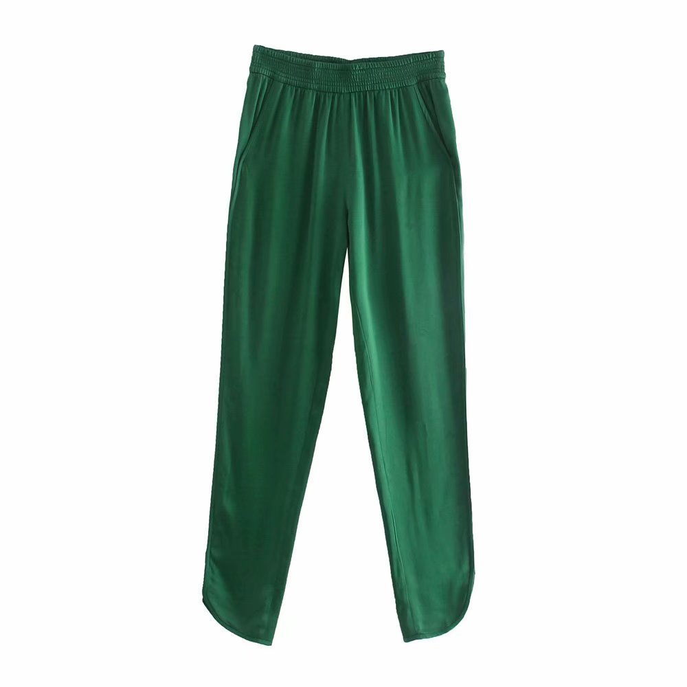 Women's Fashion Solid Color Slit Design Silk Satin