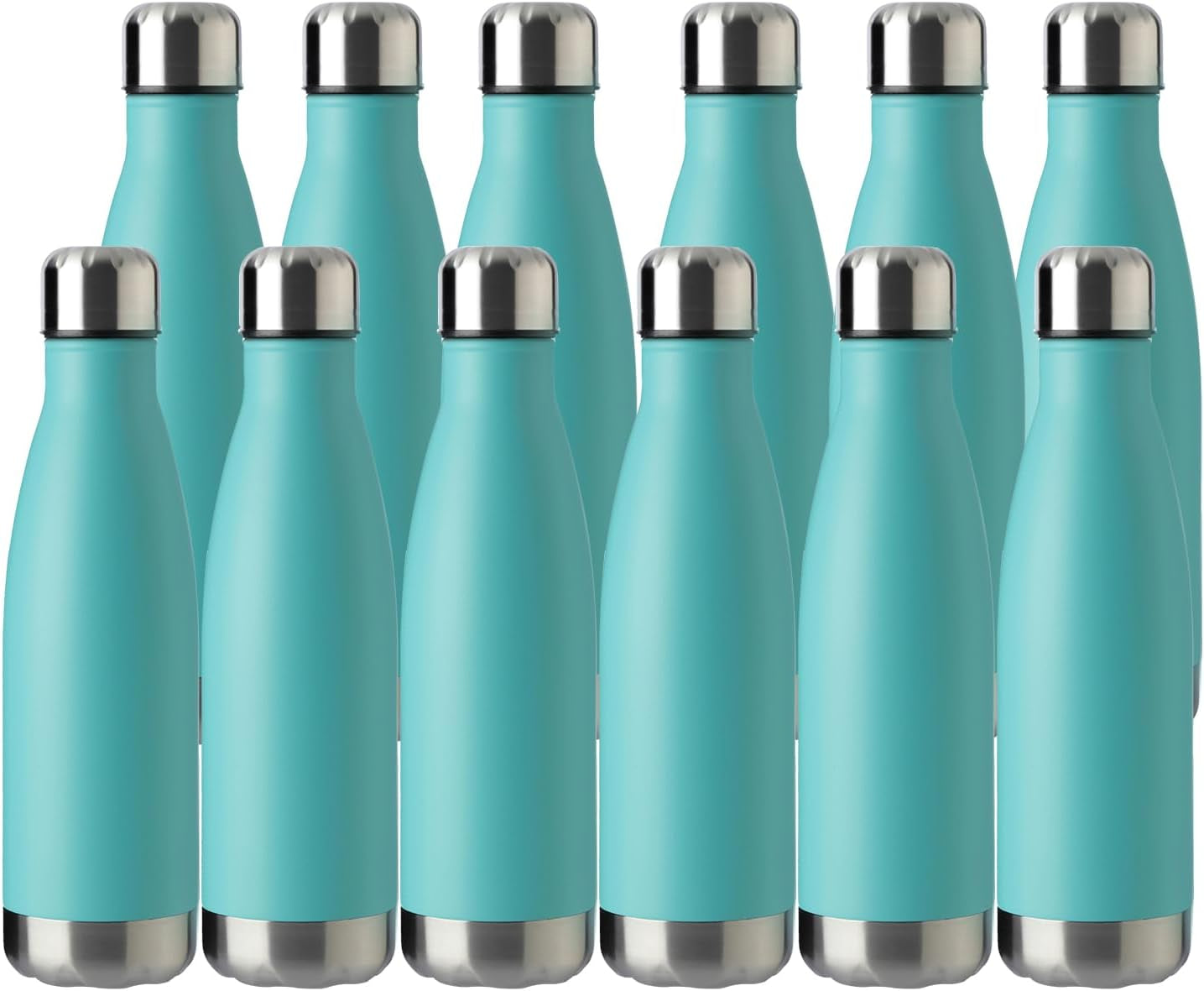 17Oz Sport Water Bottle 12 Pack Vacuum Insulated Stainless Steel Leak-Proof Double Wall Cola Shape Water Bottle,Keep Drinks Hot & Cold (Cold Gray,12 Pack)