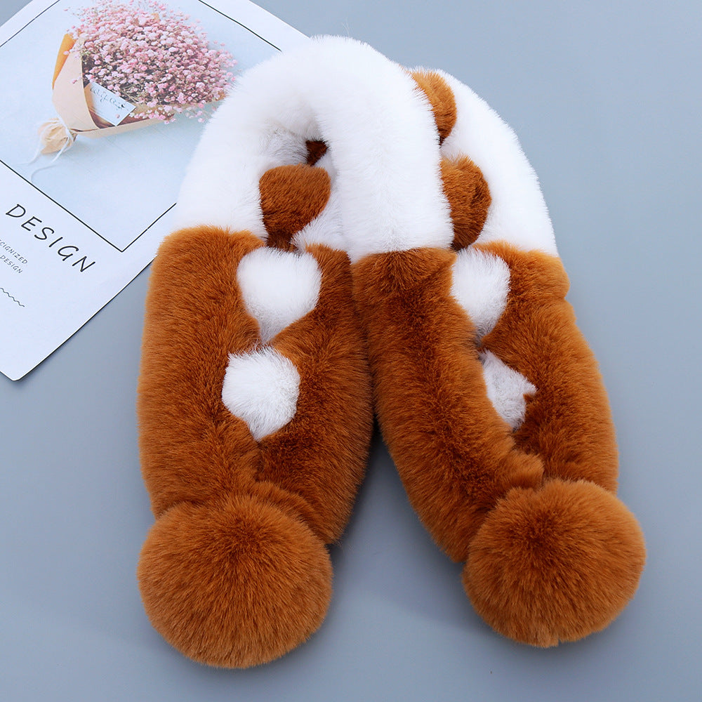 Classic Look Color Matching Plush Scarf Cross