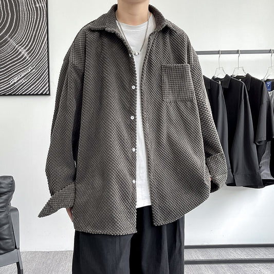 Revers Cardigan Trendy Stribet Langærmet Skjorte