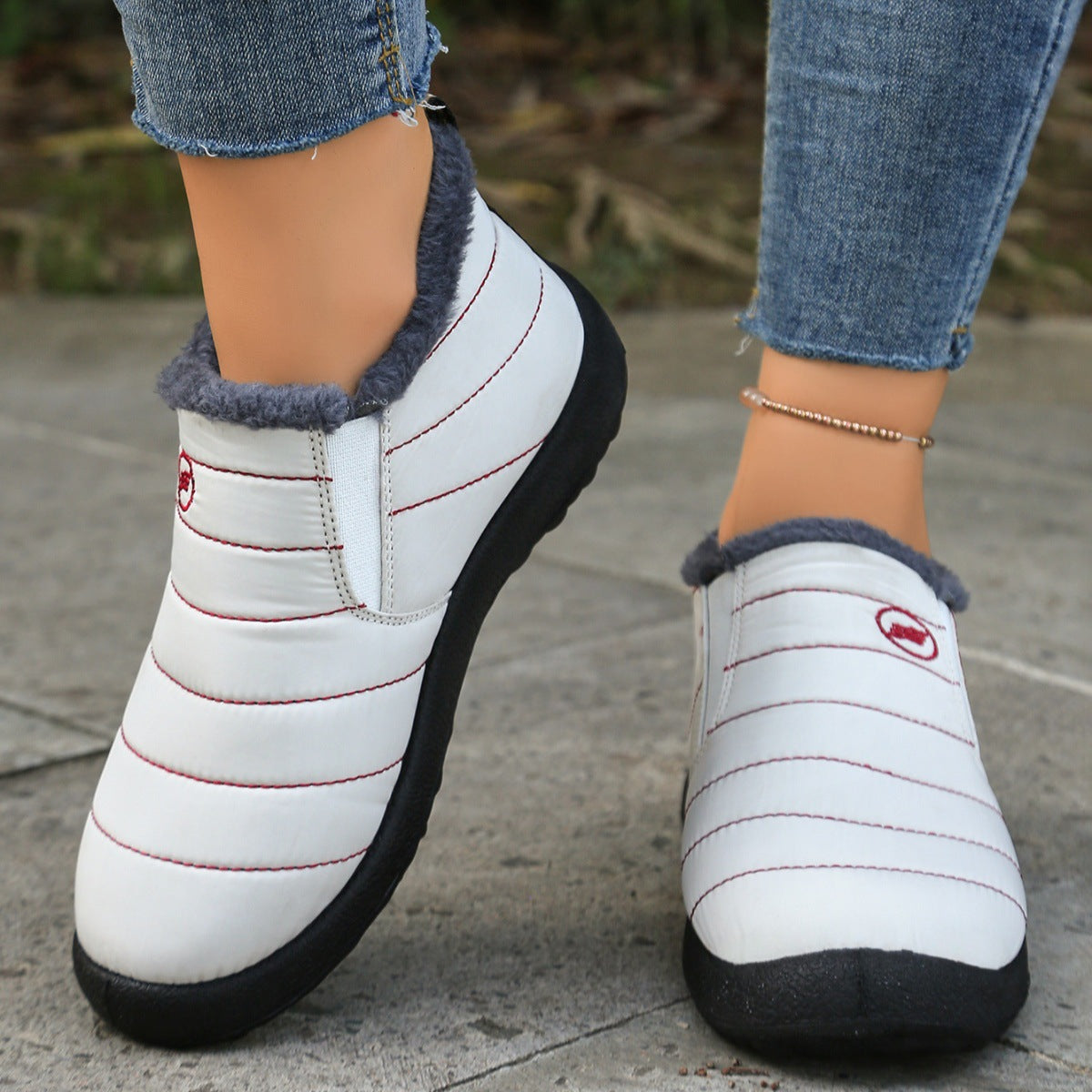 Plus Size Cotton Boots Fleece Lined Padded Warm Keeping Casual Shoes