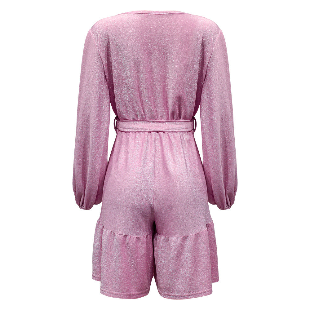 Long Sleeve Loose Relaxed Lace Up Dress