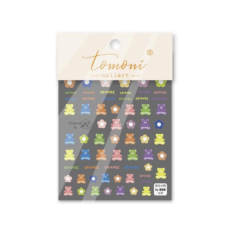 Simple And Cute 5D Adhesive Embossed Nail Stickers