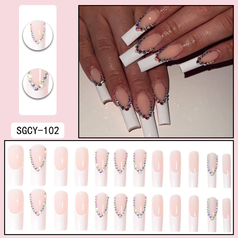 Wear Nail Long Pointed Nail Blooming Gradient Electroplating Nail Patch