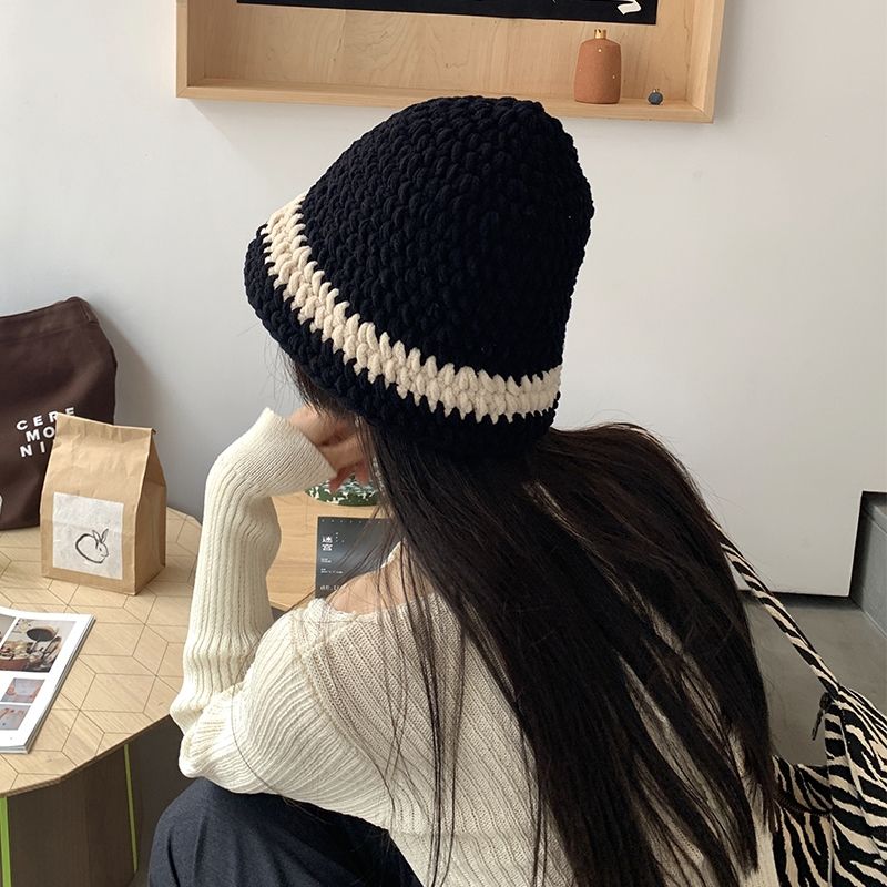 Women's Thick Wool All-match Large Head Circumference Sunshade Bucket Hat
