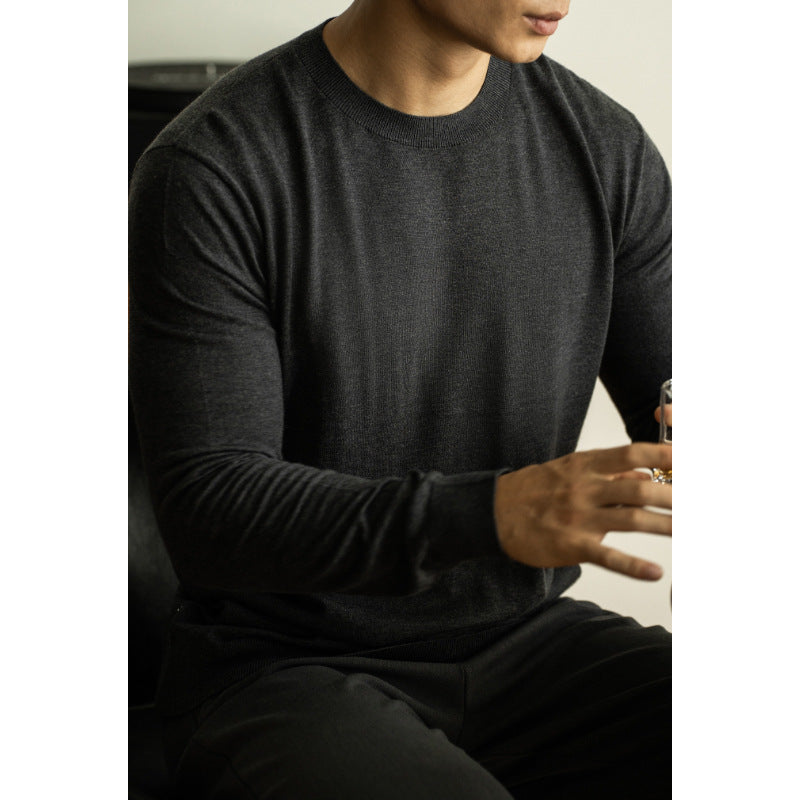 Wool Mulberry Silk 16-pin Import Machine Men's Knitted Long Sleeve