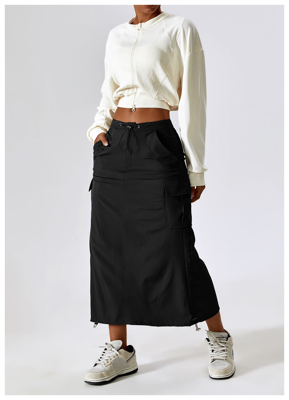 European And American Retro Suit Skirt Waist Sports Casual Skirt Mid-length All-matching Work Clothes Pocket Skirt