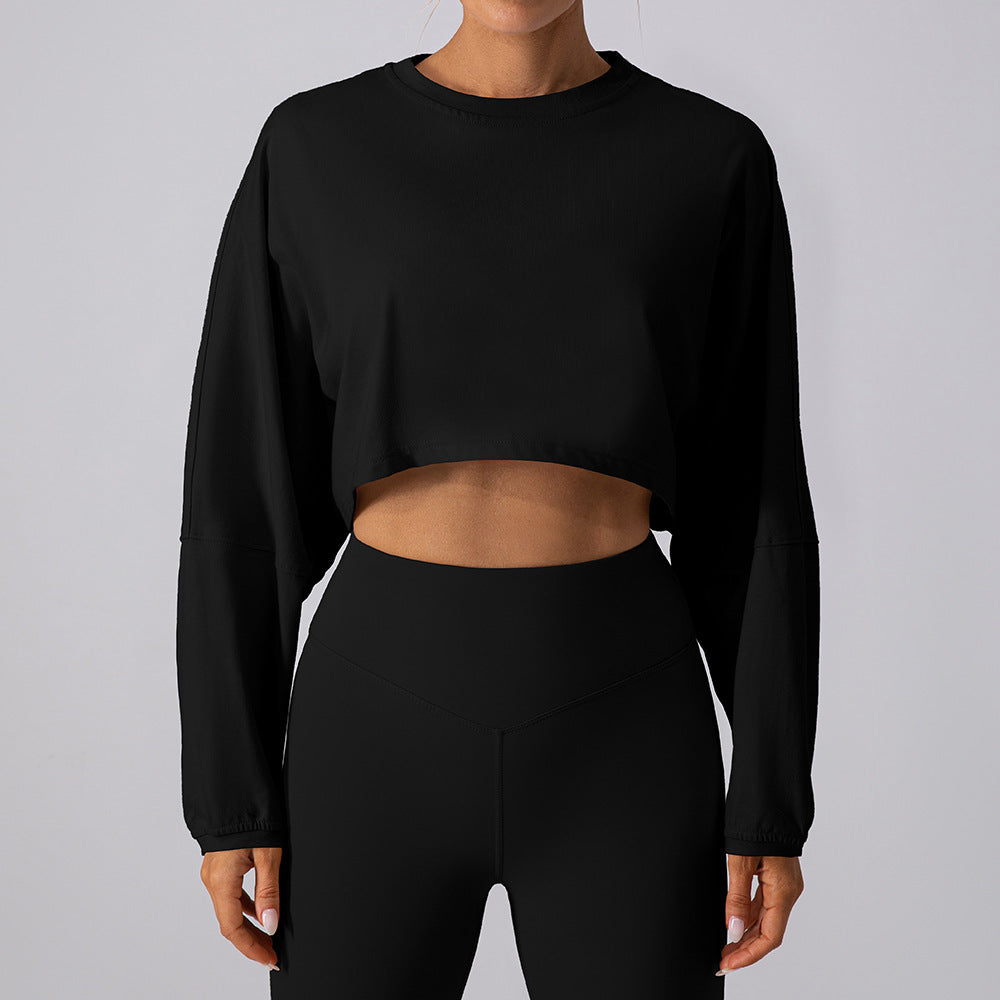 Rundhalset Sweater T-shirt Kort Sports Yoga Løbe Langærmet Top