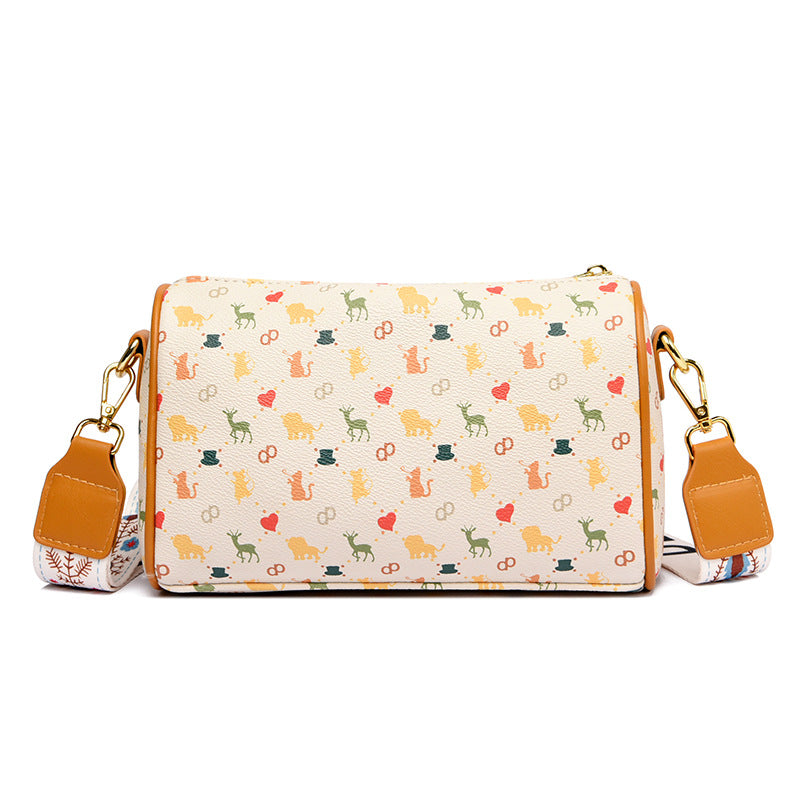 Fashion Print Ladies Crossbody Bag Soft Leather Large Capacity