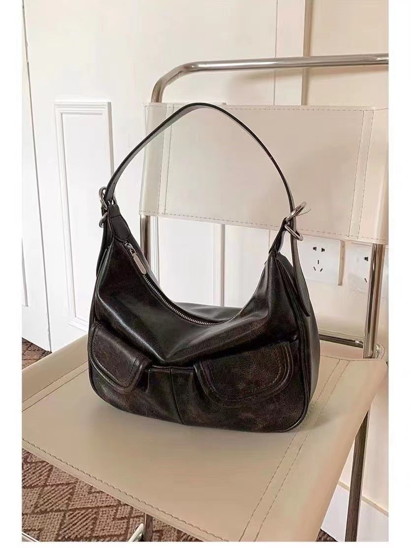 One-shoulder Maillard Distressed Underarm Bag Women