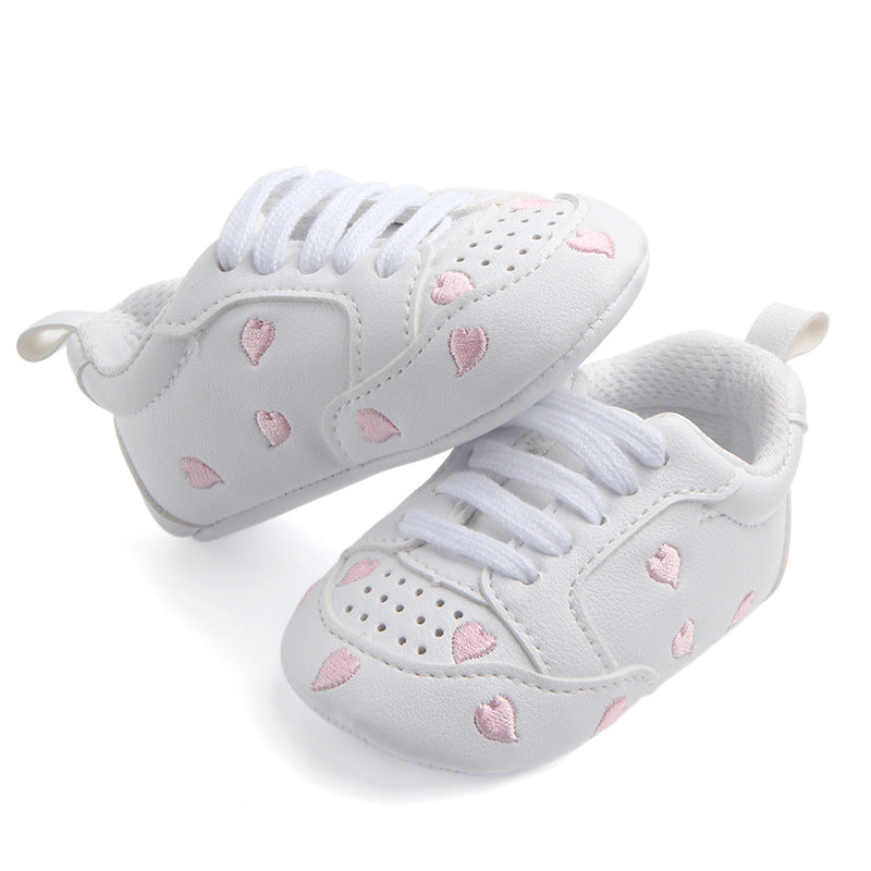 Sports Red Heart Five-star Baby's Shoes Toddler Shoes Soft Bottom Children's Sports Shoes White