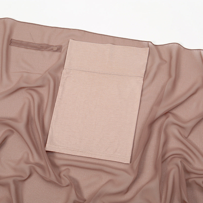 Lazy Chiffon Convenient Headscarf Magnetic Buckle Fixed Anti-drop Solid Color