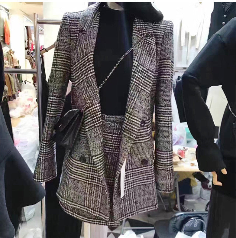 Fashion Slim Suit Jacket Slim Temperament Short Skirt Small Fragrance Suit