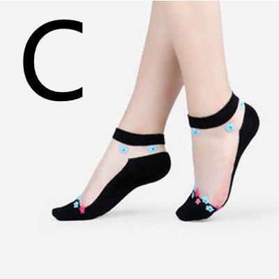 Short Transparent Non-slip Wear-resistant Invisible Cotton Bottom Crystal Boat Socks