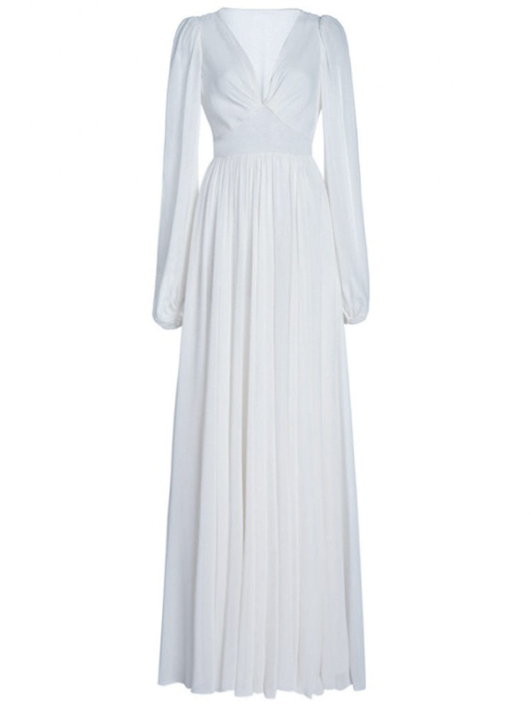 French Court Retro Style Slim White Dress