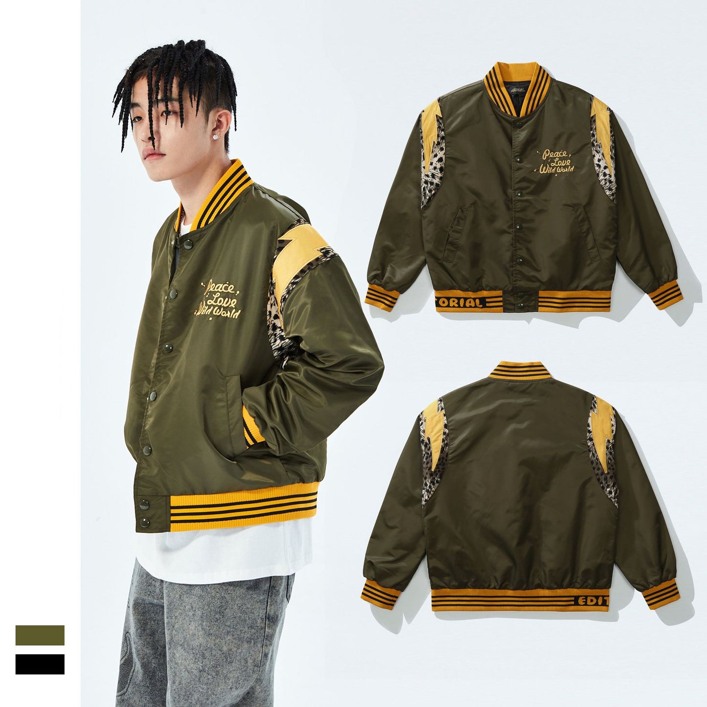 Men's Street Retro High Street Leopard Print Versatile Breasted Jacket