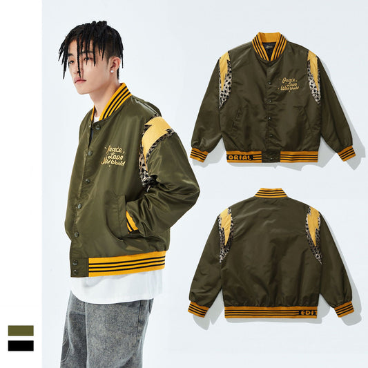 Men's Street Retro High Street Leopard Print Versatile Breasted Jacket