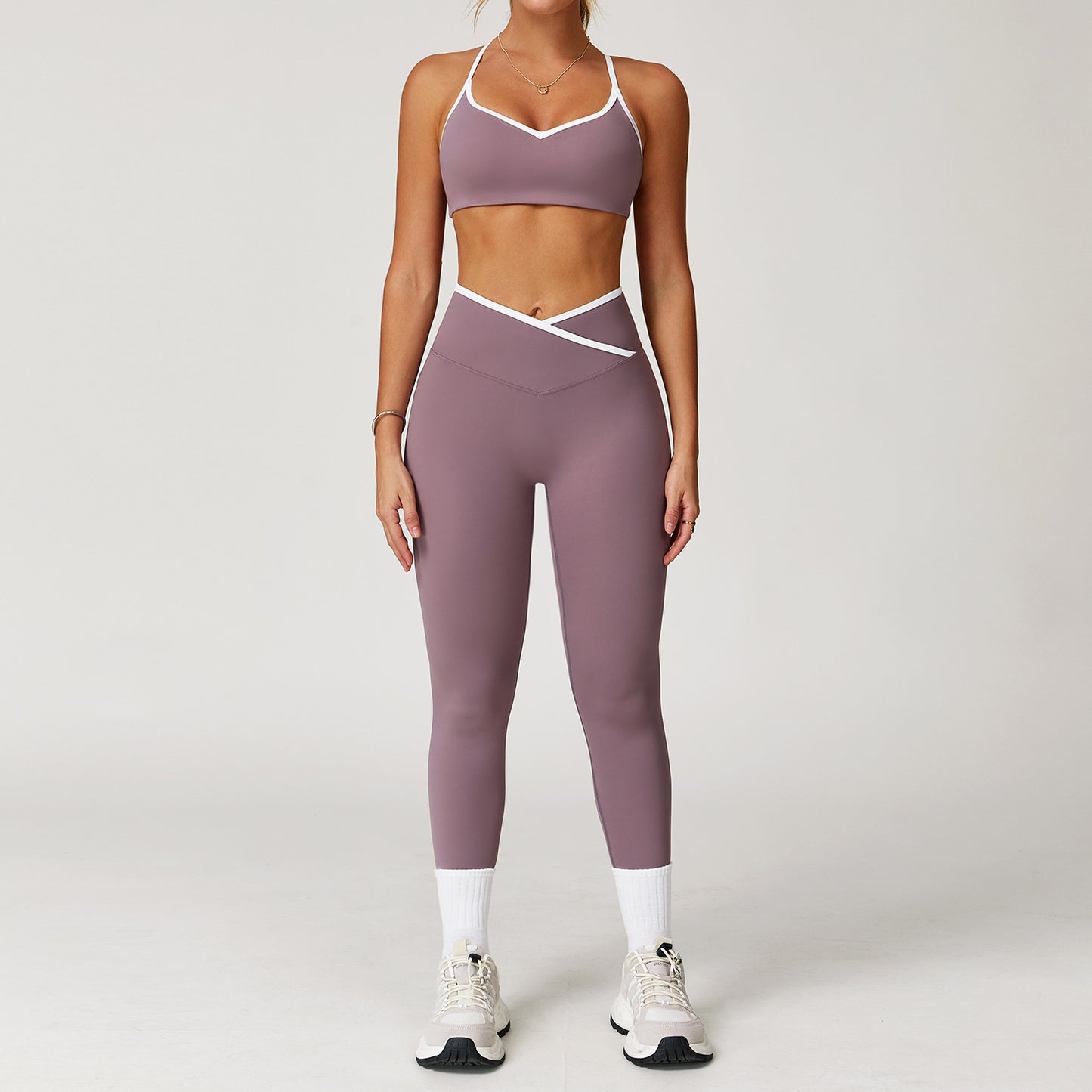 Peach Hip High Waist Tight Yoga Pants Suit