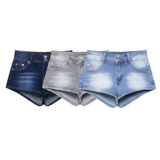 European And American Low Waist Navel Sexy Sweet And Spicy Shorts Slim Jeans For Women