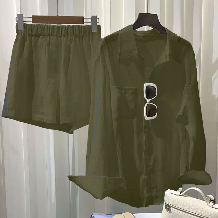 Versatile Loose-fit Shirt And Pants Two-piece Set