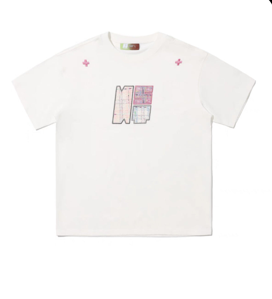Paste Cloth Embroidery Retro Loose Casual All-match Short-sleeved T-shirt